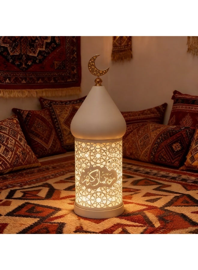 CityRiya-Long Ramadan Lanterns, Ramadan Lantern Lights, Eid Mubarak Decorative Lamp, Intricate Hollow-Out Islamic LED Lanterns, Gold Ramadans Lantern Decorations for Home Party Table Windows (S) - Image 1